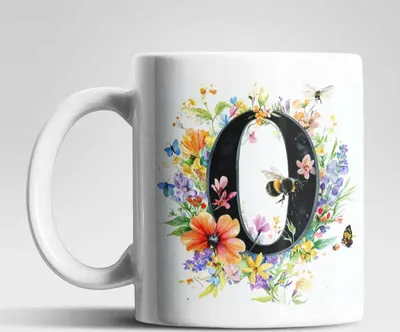Produktbild von Name A bis Z und 0 bis 9 Blumen Bienen Kaffeetasse Teetasse Tasse Geschenkidee – 0