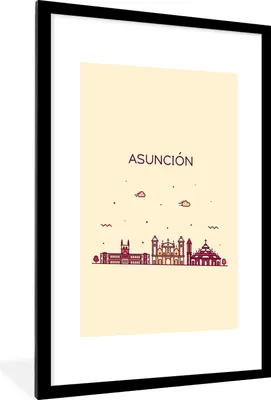 Produktbild von MuchoWow® MuchoWow® Gerahmtes Poster Skyline - Asunción - Lateinamerika 60x90 cm - Poster mit zchwarzem Bilderrahmen - Dekoration - Wandposter Wohnzimmer - Hochwertig