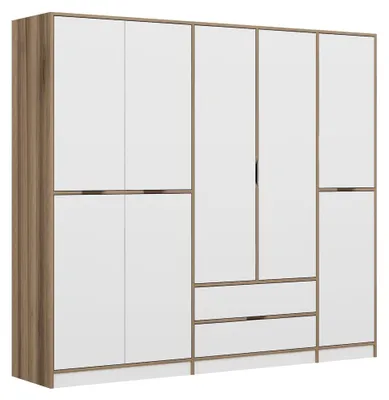 Produktbild von Sarcedo - Großer Kleiderschrank, 232x208h cm Weiß, 2 Schubladen
