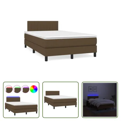 Produktbild von The Living Store Boxspringbett mit Matratze & LED Dunkelbraun 120x190 cm Stoff