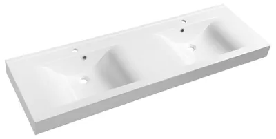 Immagine prodotto di Sapho Nadja - Lavabo doppio 1600x500 mm, con sfioratore, fori per rubinetteria, bianco 68164