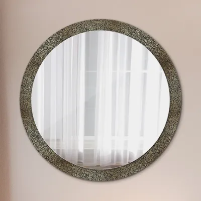 Obrázok produktu pre Okrúhle zrkadlo s modernou potlačou - nástenné dekoratívne zrkadlo - zlaté ornamenty - Ø100cm