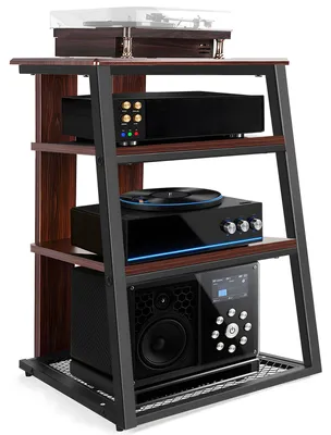 HiFi-Regal 4 Ebenen für Plattenspieler, 61x53,5x78,5 cm, Braun