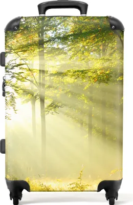 Produktbild von NoBoringSuitcases.com® Großer Koffer - Wald - Bäume - Sonne - Frühling - Grün - Kombinationsschloss TSA - Hartschalen Trolley 4 Rollen - 72 liter - Reisekoffer - 66 cmKoffer Mittelgroß 67x43x25 cm, 72L,