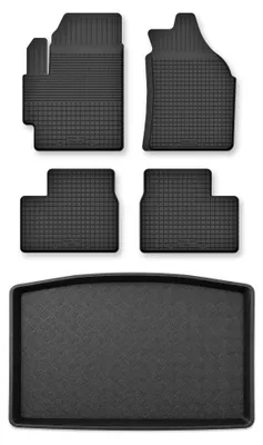 Productafbeelding van Rubberen automatten + kofferbakmat voor Suzuki Baleno II vanaf 2015 – 5-delig, zwart, op maat – Wielganizator Semi-Universal