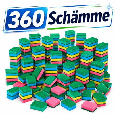 Produktbild von 360 x Schwamm Topfschwamm Putzschwamm Küchenschwamm Scheuerschwamm Bunt