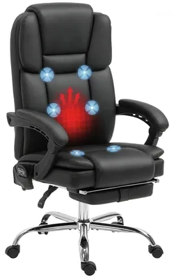 Immagine prodotto di Sedia da ufficio Vinsetto con funzione massaggio, sedia da computer con funzione riscaldante e reclinabile, nera