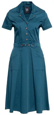 Produktbild von Queen Kerosin Swing Kleid - Workwear Petrol XS