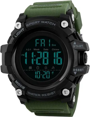 Produktbild von Herren Sportuhr Digital 50M Wasserdicht mit Dualzeit, Countdown, Stoppuhr, Alarm, LED Beleuchtung, Kautschukarmband Outdoor