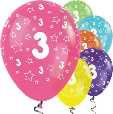 Produktbild von Amscan - Ballons, Latex, 3 Geburtstag 6er-Pack SG35394 (Einheitsgröße) (Bunt)