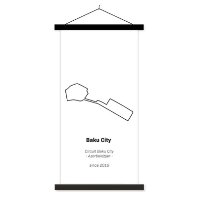 Produktbild von MuchoWow® Textilposter Formel 1 - Baku - Rennstrecke 90x180 cm mit schwarzem Rahmen - Dekoration Wohnzimmer