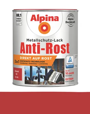 Produktbild von Alpina Metallschutzlack Anti-Rost Rot 750 ml glänzend