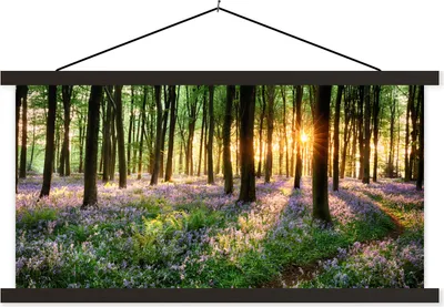 Produktbild von MuchoWow® Textilposter Wald - Bäume - Blume 60x30 cm mit schwarzem Rahmen - Textilien