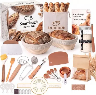 Imagen del producto de Kit de inicio para masa madre Silecomplaza, cesta de regalo para panaderos, ideal para hombres y mujeres