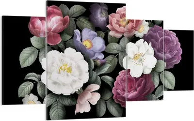 Produktbild von Bild auf Leinwand - Leinwandbild - 4 Teile - Blumen Blumenstrauß Komposition - 160x90cm - Wand Bild - Wanddeko - Wandbilder - Leinwanddruck - Bilder - Wanddekoration - Leinwand bilder - DL160x90-5032