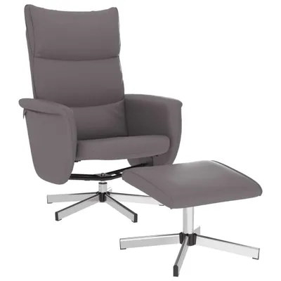 Image de Fauteuil inclinable avec repose-pied gris similicuir