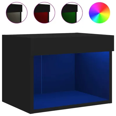 Image de vidaXL Table de nuit murale avec lampes LED Noir