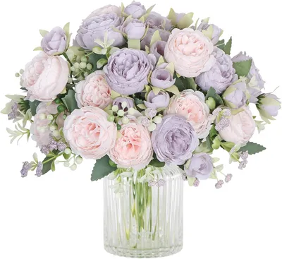 Produktbild von Kunstblumen Pfingstrosen 2 Bundles, 5 Stiele pro Bundle, 31 cm, fuer Hochzeit, Feier, Tischdekoration