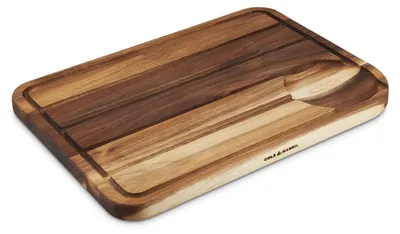 Productafbeelding van Famanu snijplank van acaciahout, 46 x 34 cm, met opvangbak voor sap - hoekig