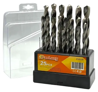 Obrázek produktu pro Sada vrtáků do kovu, 25 kusů, 1-13 mm - spirálové vrtáky do kovu v kazetě