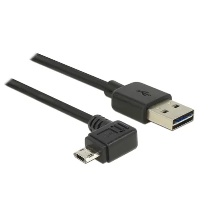 Produktbild von Kabel EASY-USB 2.0 Typ-A Stecker > EASY-USB 2.0 Typ Micro-B Stecker gewinkelt links / rechts 0,5 m schwarz Delock