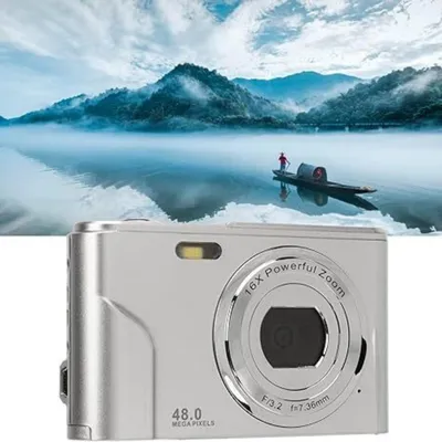 Image de AIORBER Appareil photo numérique compact avec 48MP, zoom 16X, pour les voyages et la photographie - Argent