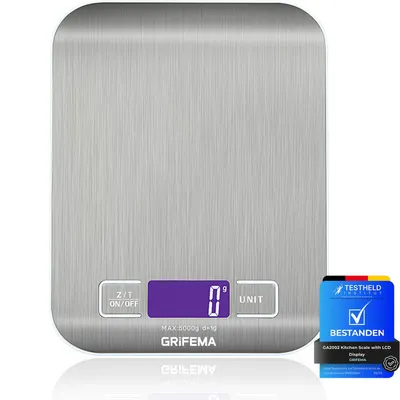 Küchenwaage Edelstahl 5 kg LCD-Display blau