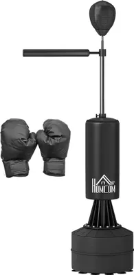 Produktbild von Boxsack Stehend mit Speedball, Reflexstange, Höhenverstellbar, für Erwachsene, 155-205cm, Schwarz