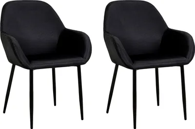 Image de Lot de 2 Fauteuils - HOME DECO FACTORY - Giulia - Velours - Noir