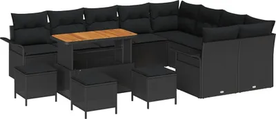 Image de vidaXL Ensemble de canapé de jardin avec coussin avec mémoire 13 pcs noir