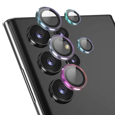 Immagine prodotto di Per Samsung Galaxy S24 Ultra fotocamera ad anello in alluminio + H9 vetro duro temperato colorato