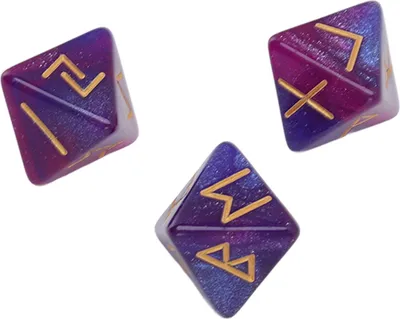 Obrázek produktu pro 3ks runové kostky 8 stran Star Sky Mystic Vivid Colors Astrology Learning Prediction Polyhedral Dice Set pro dospělé Purple Blue