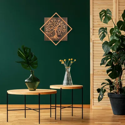 Produktbild von Wallity, Tree v2 - Copper, Wanddeko, Nussbaum, Metall, 54 x 54 cm