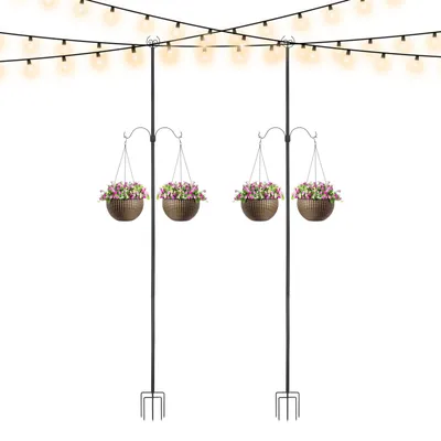 Image de 2 supports pour luminaires, 2 barres avec crochets, support pour éclairage pour une utilisation extérieure