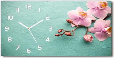 Produktbild von Wanduhr aus Glas – 60x30 cm - Glasbild - Glasuhr - Gehärtetes Glas - weisse-zeiger – Orchidee