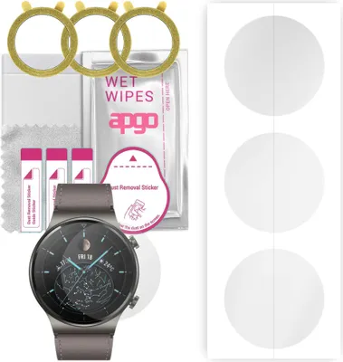 Produktbild von apgo 3 Stück Schutzfolie, klar, kompatibel mit Huawei Watch GT 2 Pro Smartwatch, Hydrogel Displayschutzfolie mit Positionierhilfe, Displayfolie, robust und kratzfest