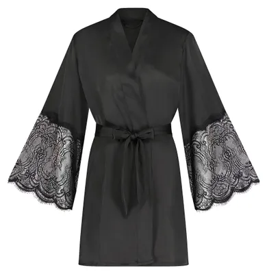 Obrázok produktu pre HUNKEMÖLLER Kimono zo saténu – čierna farba – veľkosť XL/XXL