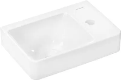 Obrázok produktu pre hansgrohe Xelu Q umývadlo na ručné umývanie s poličkou vpravo, 1 otvor na batériu, bez prepadu, 360x250x80 mm, biele, 60314450