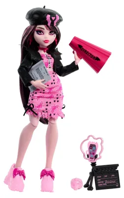 Produktbild von Monster High Fearbook Draculaura Modepuppe mit Jacke, Jahrbuch und Filmclub-Accessoires, Modepuppe, Weiblich, 4 Jahr(e), Junge/Mädchen, 150 mm, Mehrfarbig