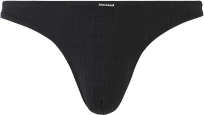 Produktbild von Bruno Banani Herren String - Check Line 2.0, Unterwäsche, Tanga, Polyamid, Logo, Karo, einfarbig Schwarz L