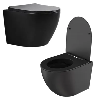 Produktbild von Granitan - WC-Set - Hänge-WC - Schwarz - spülrandlos - Bad - VIA