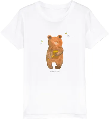 Produktbild von Mr. & Mrs. Panda Kleinkinder T-Shirt Bär Honig 3-4 Jahre (98/104) - Weiß - Geschenk, Kinder, Baumwollshirt, Teenager, Mädchen, Kindershirt, Partner, Liebe, Verliebte