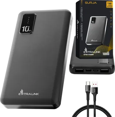 Produktbild von Extralink Powerbank 10000mAh USB-C Micro-USB Display Schwarz