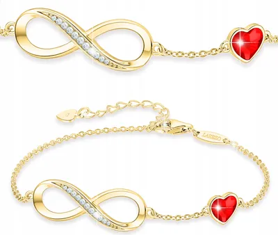 Immagine prodotto di Bracciale con cuore in oro e rubini con zirconi Infinity in argento 925