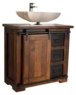 Produktbild von Waschbeckenunterschrank 68x64cm 'Bayamo' Mango & Eisen