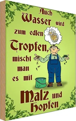 Produktbild von vianmo Holzschild 30x20 cm Bier auch Wasser wird zum edlen Tropfen
