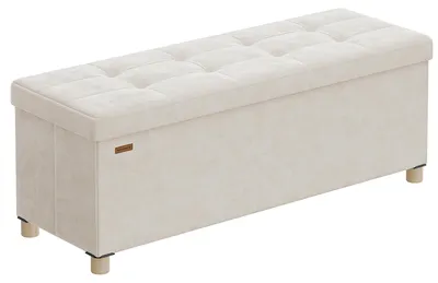 Produktbild von Aufbewahrungsbank - Faltbare Sitzbank/Ottomane - 38x110x40 cm - 112 L - Mit Deckel - Bis 300 kg - Hellgrau