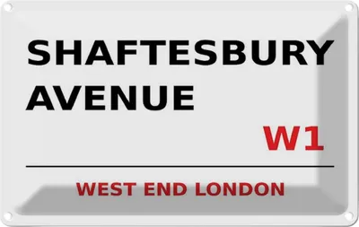 Produktbild von vianmo Blechschild 20x30 cm West End Shaftesbury Avenue W1 Abenteuer Reisen England Urlaub
