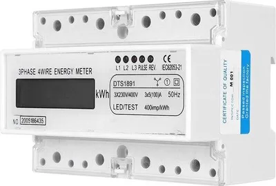 Obrázok produktu pre Digitálny LCD merač pre 230 V/400 V – merač spotreby energie pre kilowatthodiny a elektrický výkon.