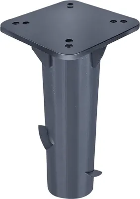 A dark gray metal base for a patio umbrella, shown against a white background.